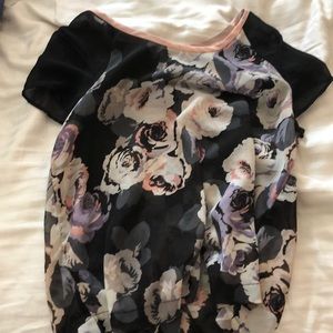 Mesh flower print tee
